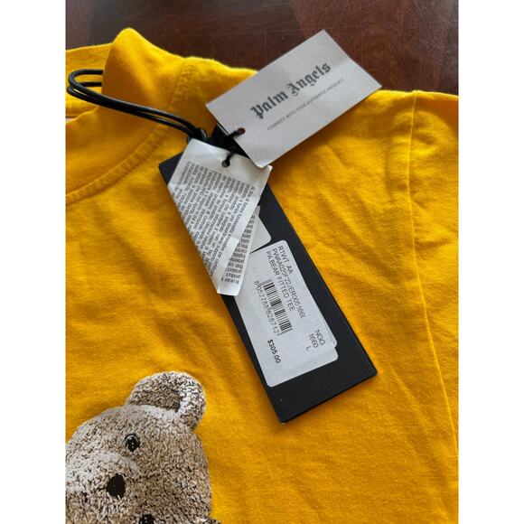RETAIL $305 Palm Angels Boys Broken Bear Tee *NWT*SZ LARGE*Ochre Yellow - Picture 3 of 7